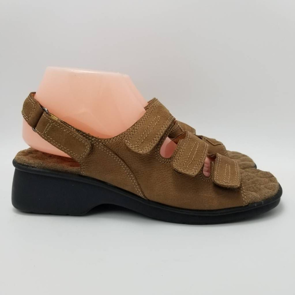 Red Cross Shoes Ultrasoft Womens Slingback Sandals Brown Leather Buckle 10 W